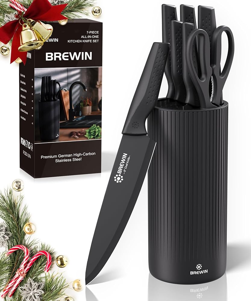 Brewin Kitchen Knife Set – Important Knives for Each Kitchen, Common Knife Block and Utility Knife Set, Excellent for New Properties and Flats