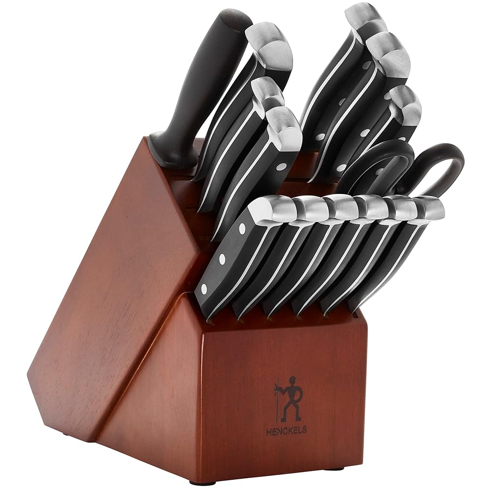 HENCKELS Premium 15-Piece Knife Set with Block – Razor-Sharp, German Engineered Knives Reflecting Over 100 Years of Experience in Knife Craftsmanship, Light-weight and Sturdy,…