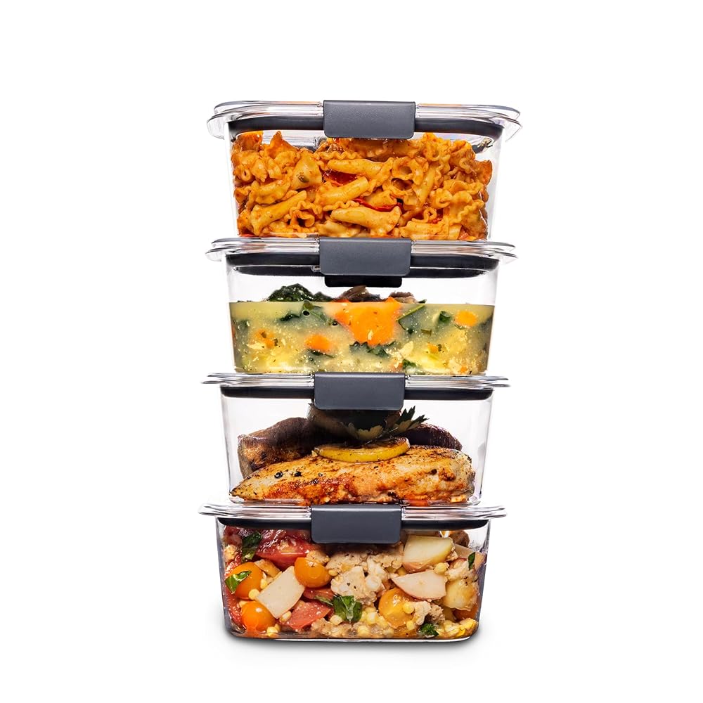 Rubbermaid Brilliance BPA-Free Hermetic Meals Storage Containers with Lids, 4-Pack (4.7 Cups Every) Good for Lunch, Meal Prep, and Leftovers